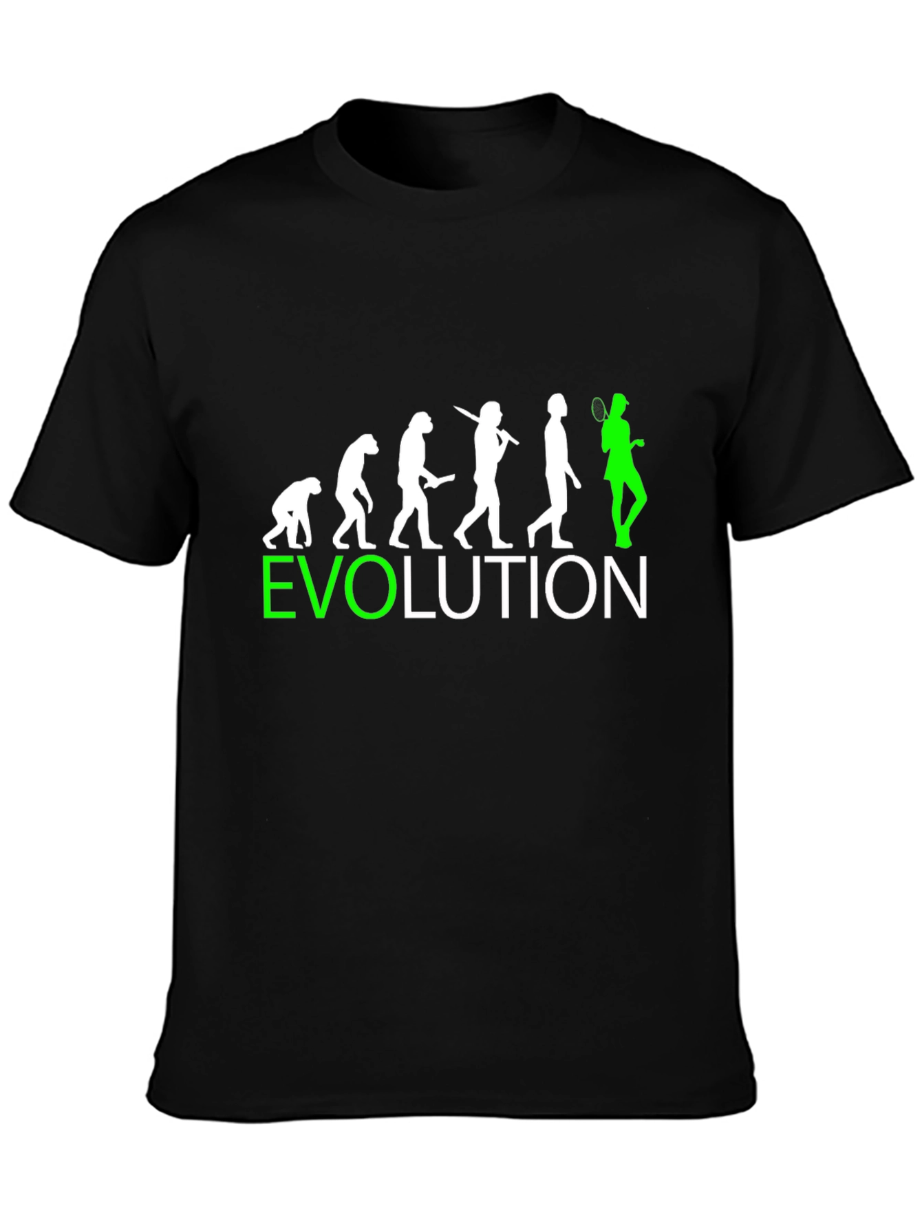 Evolution Tennis Graphic Tee - Black Cotton T-Shirt