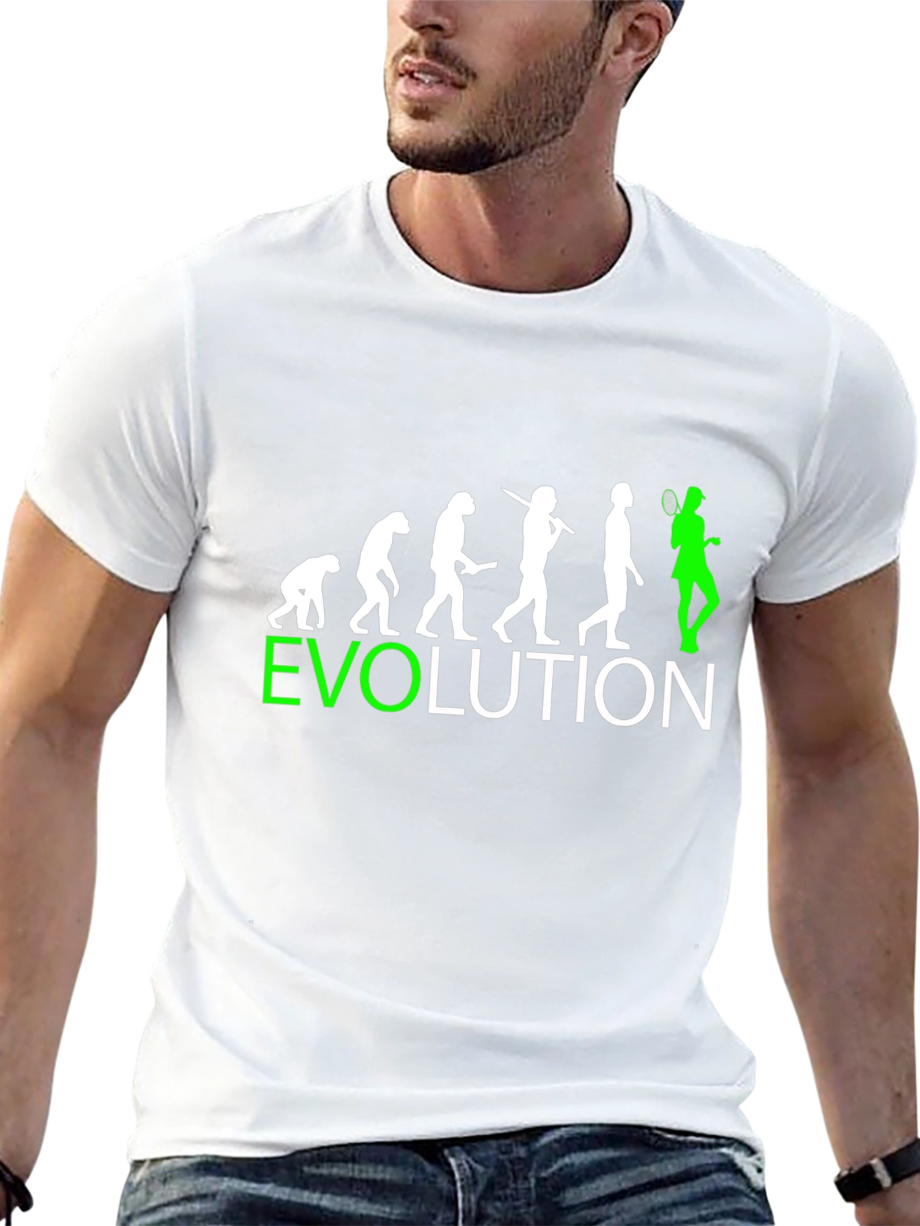 Evolution Tennis Graphic Tee - Black Cotton T-Shirt