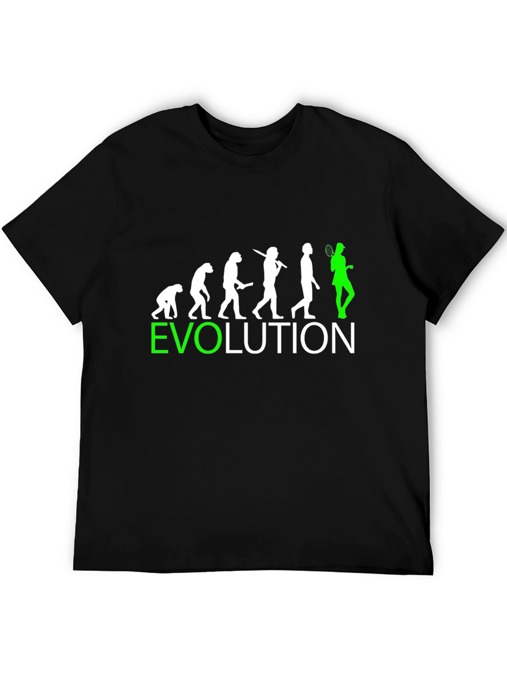 Evolution Tennis Graphic Tee - Black Cotton T-Shirt