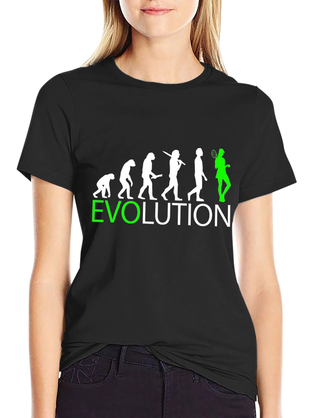 Evolution Tennis Graphic Tee - Black Cotton T-Shirt