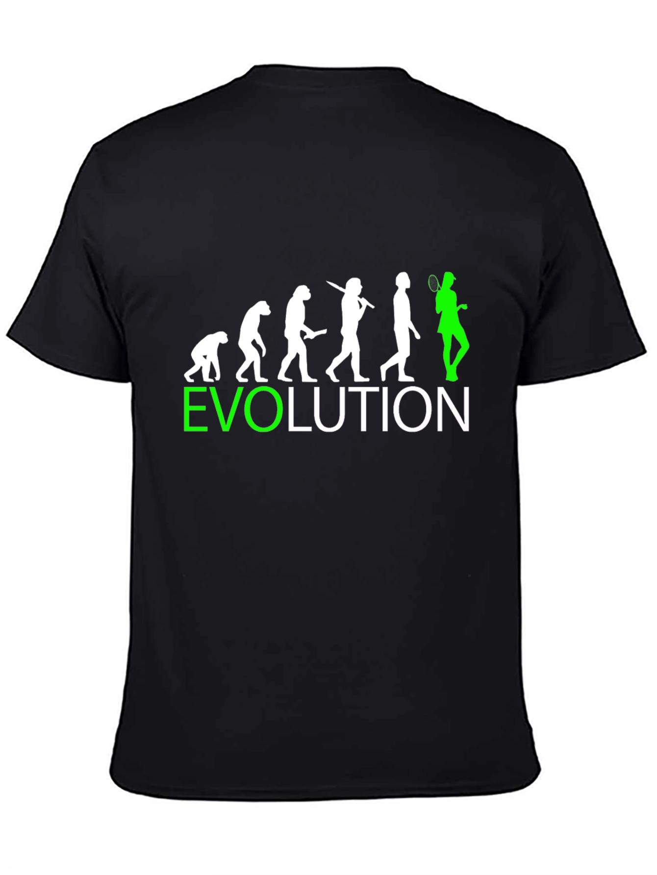 Evolution Tennis Graphic Tee - Black Cotton T-Shirt