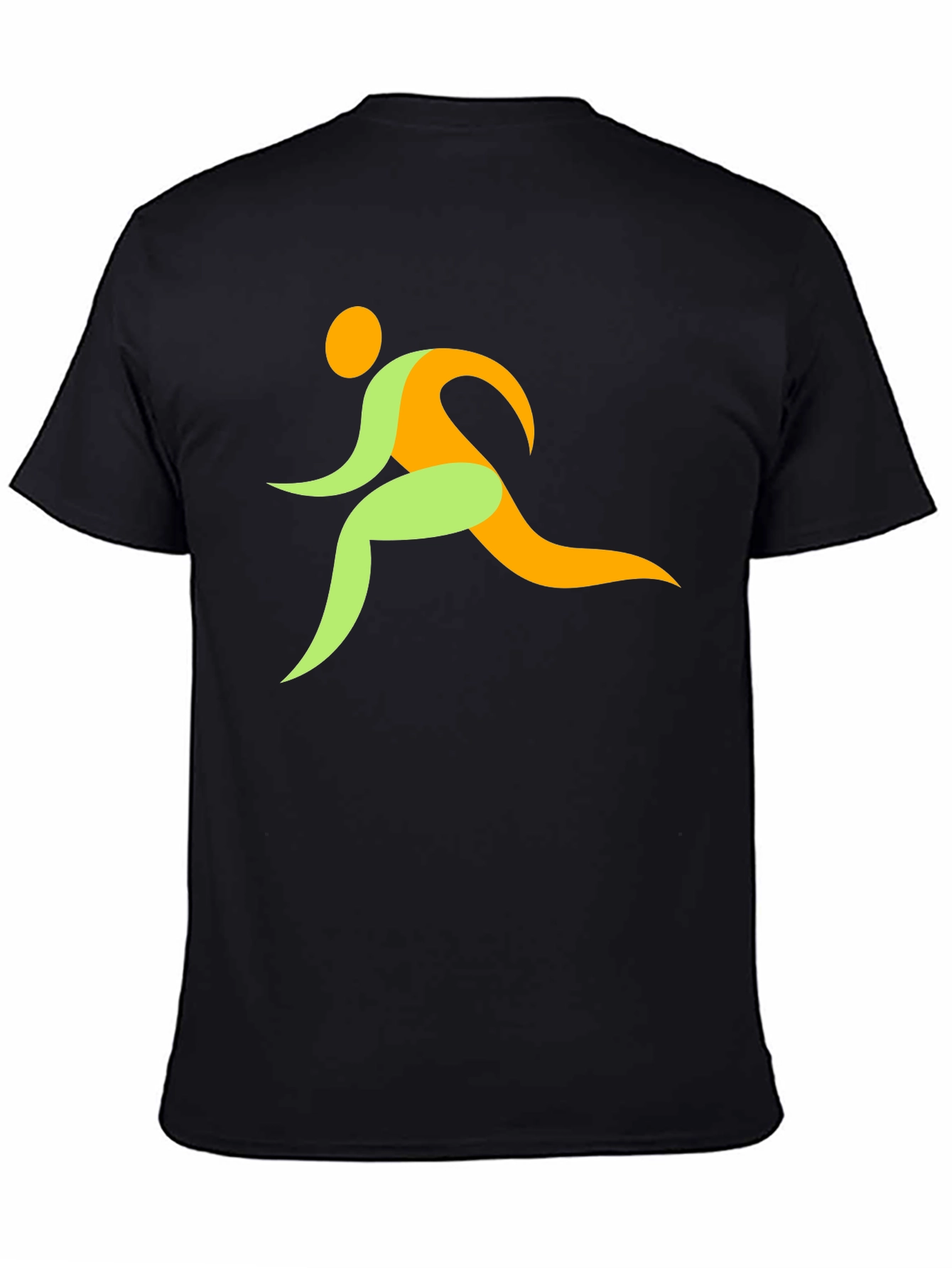 Mens Black Graphic Tee - Running Man Design