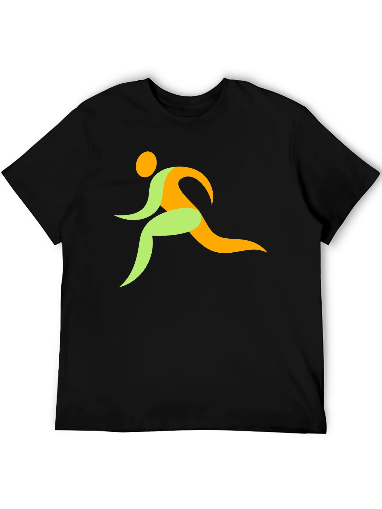 Mens Black Graphic Tee - Running Man Design