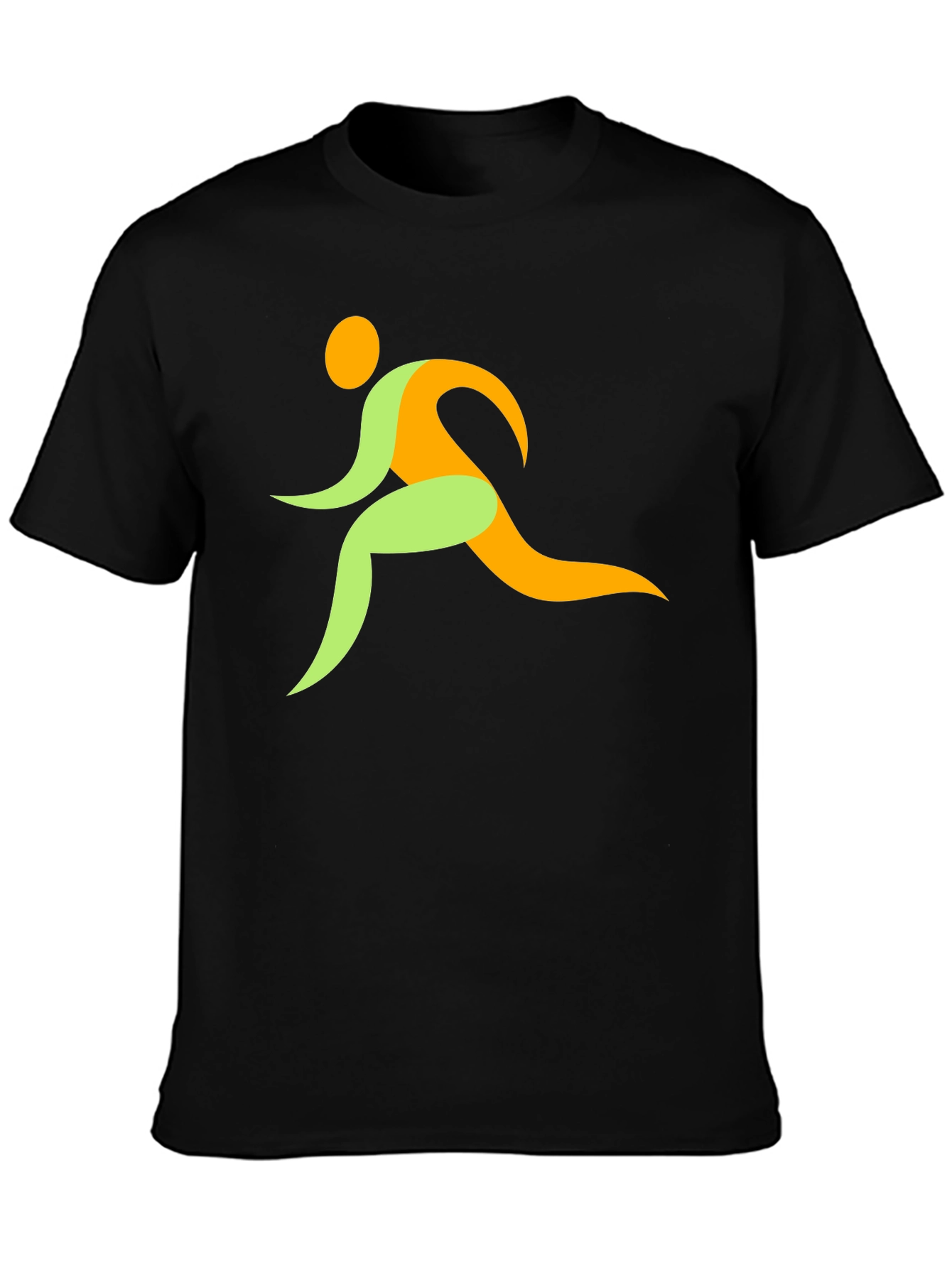 Mens Black Graphic Tee - Running Man Design
