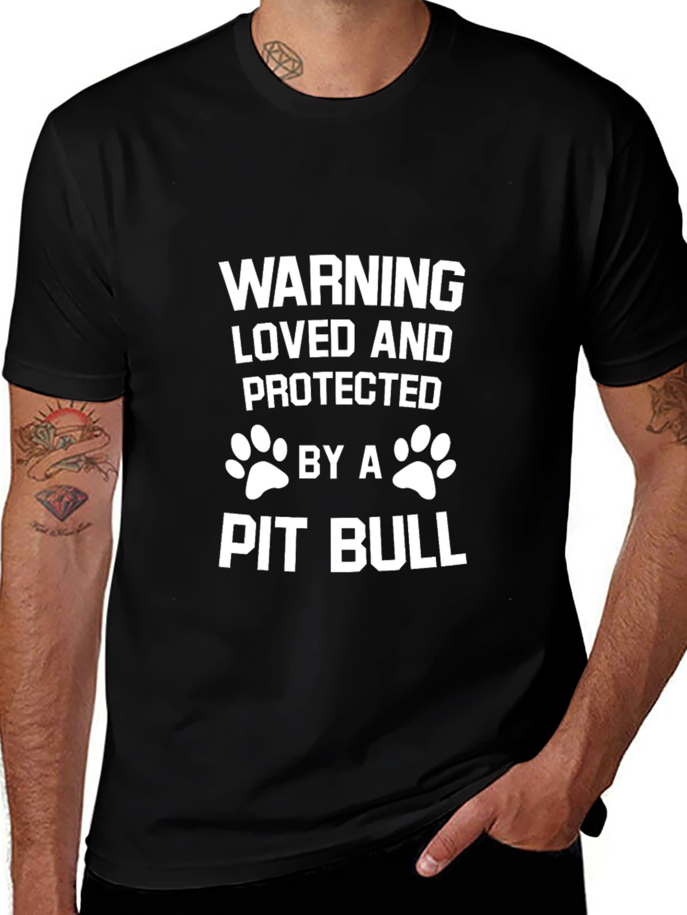 Warning Loved & Protected by a Pit Bull - Graphic Tee