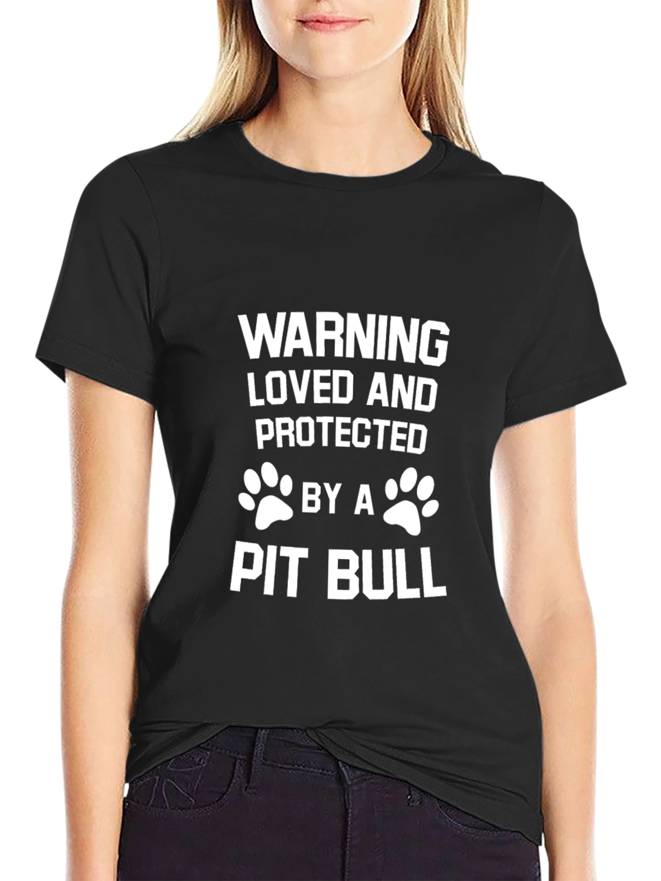 Warning Loved & Protected by a Pit Bull - Graphic Tee