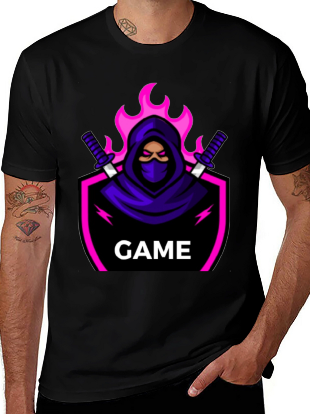 Gaming Ninja Graphic T-Shirt - Black