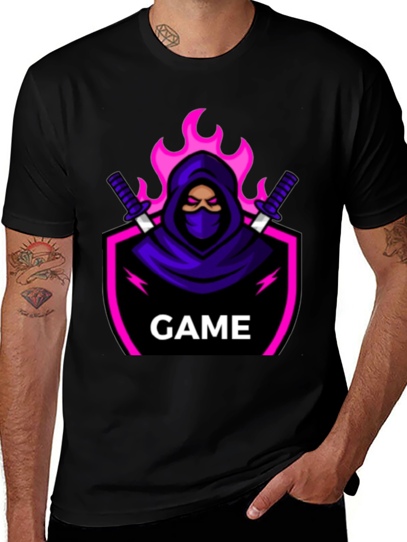Gaming Ninja Graphic T-Shirt - Black