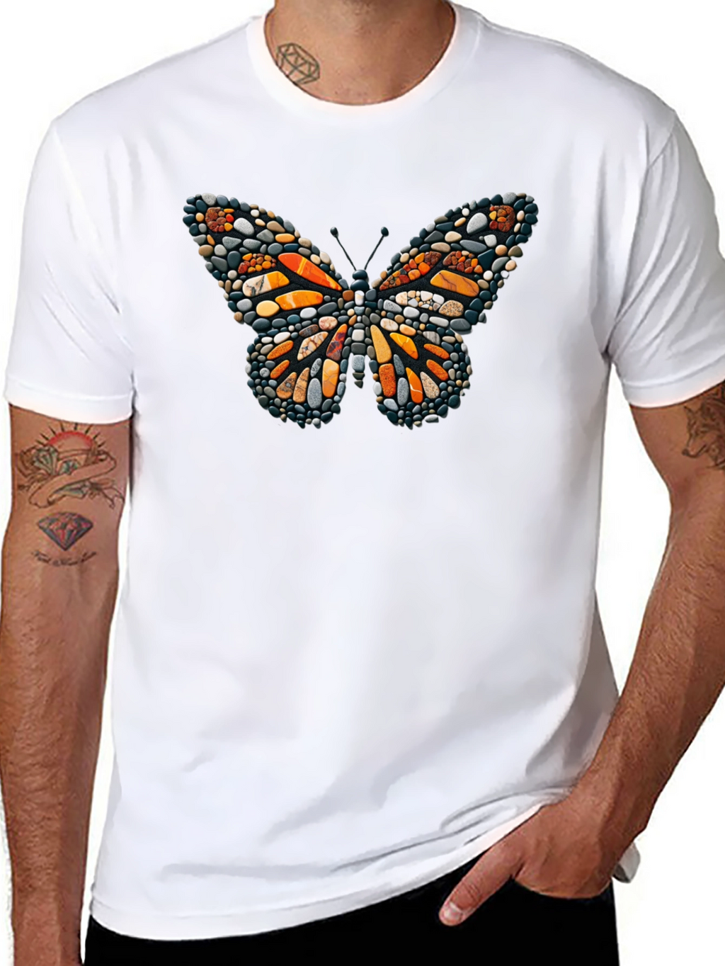 Butterfly Stone Art Black Tee