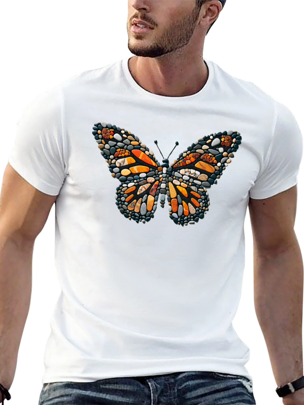 Butterfly Stone Art Black Tee