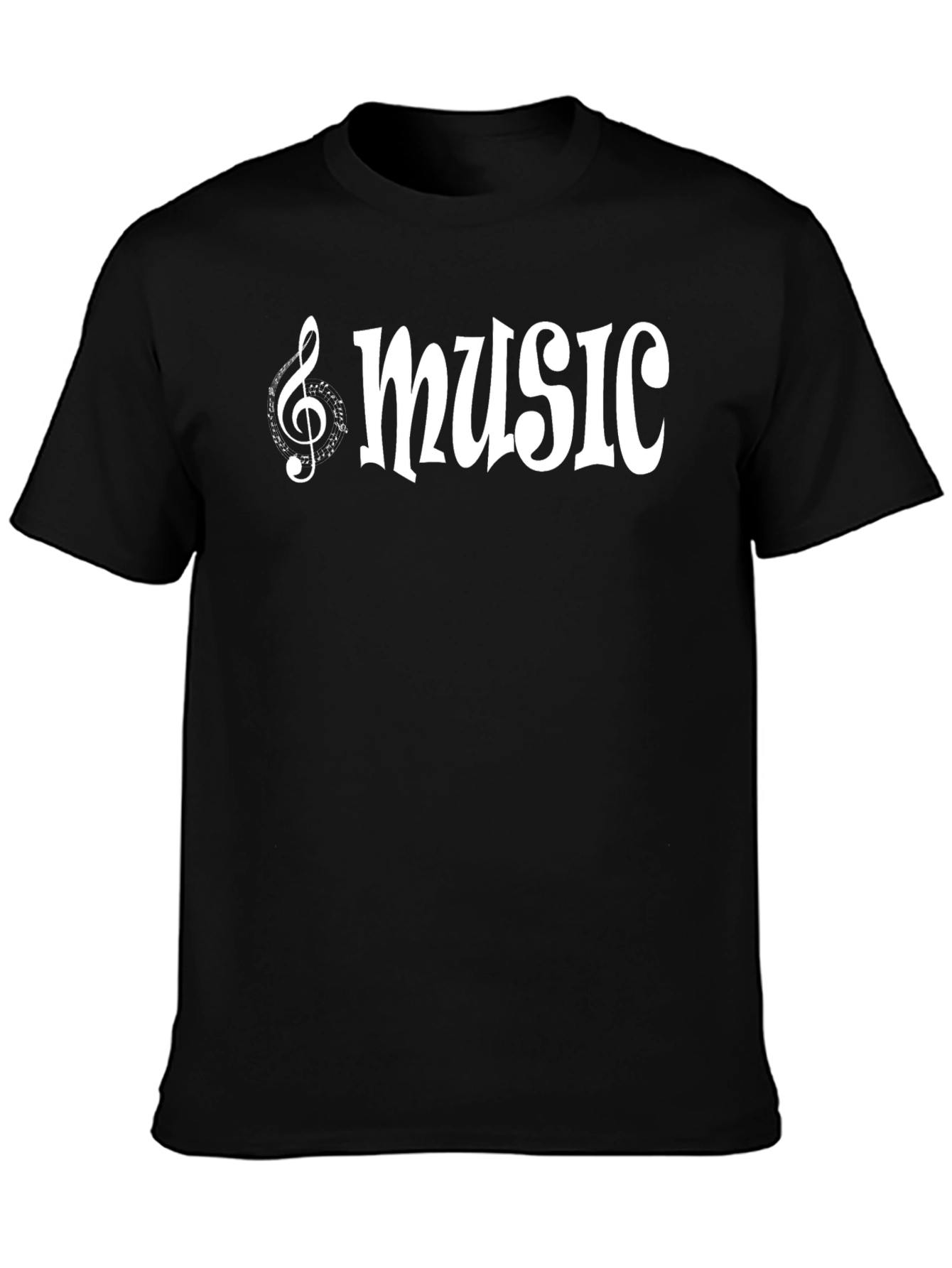 Music Graphic Tee - Black Cotton Casual T-Shirt