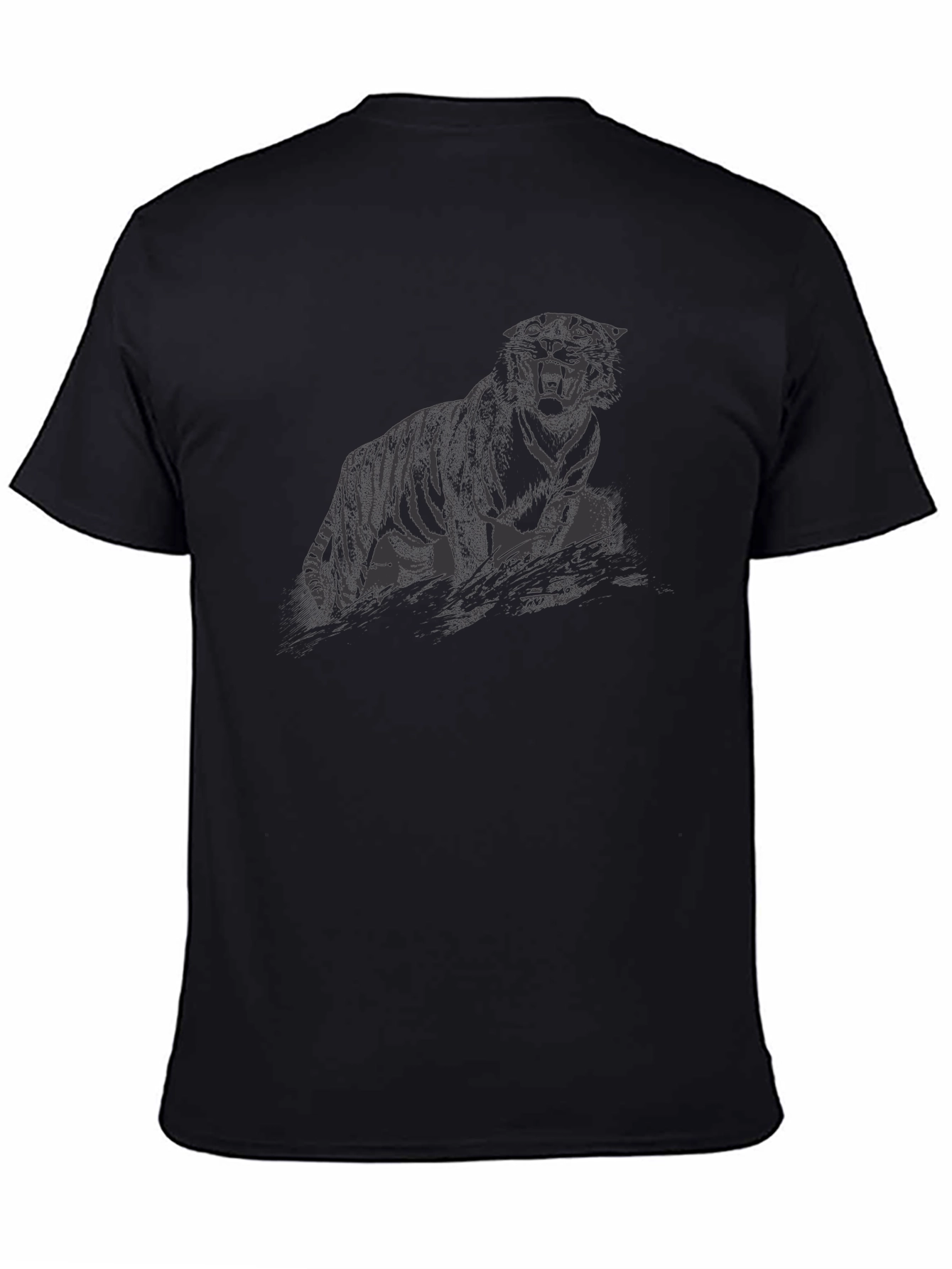 Mens Black Tiger Graphic T-Shirt