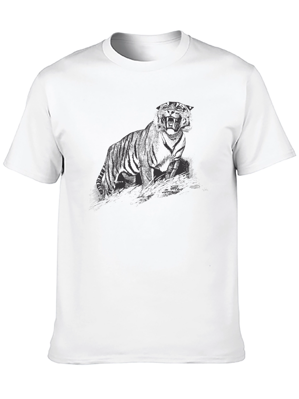 Mens Black Tiger Graphic T-Shirt