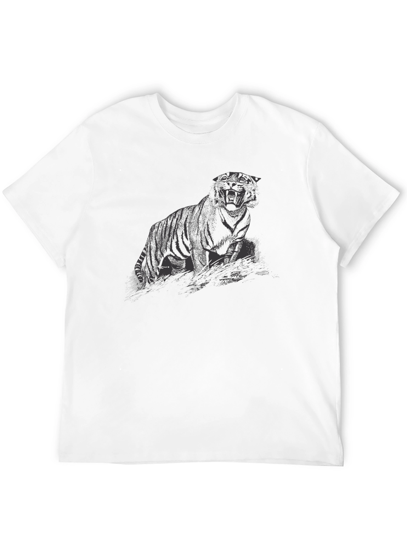 Mens Black Tiger Graphic T-Shirt
