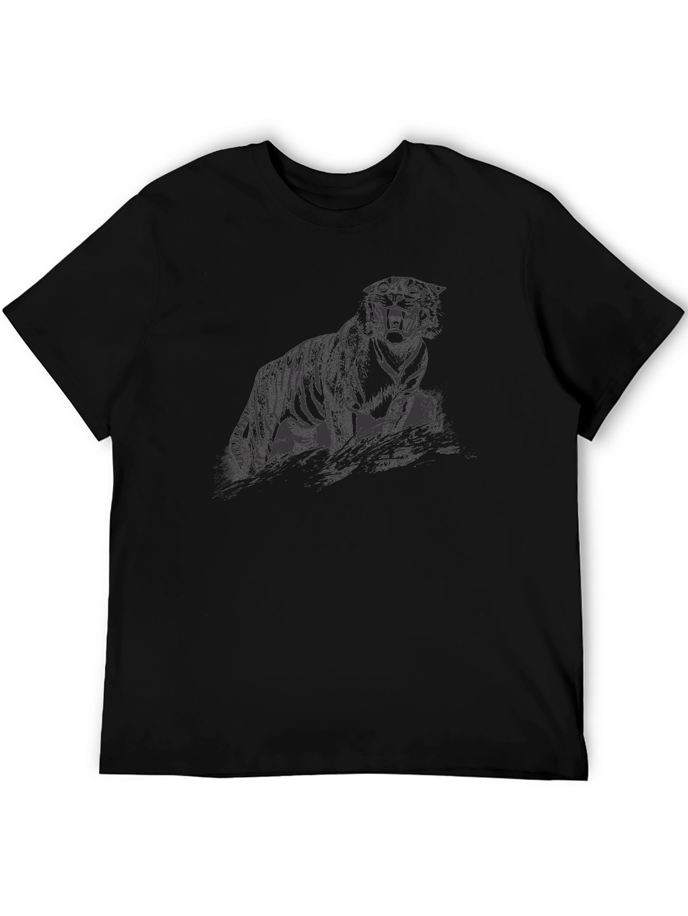 Mens Black Tiger Graphic T-Shirt