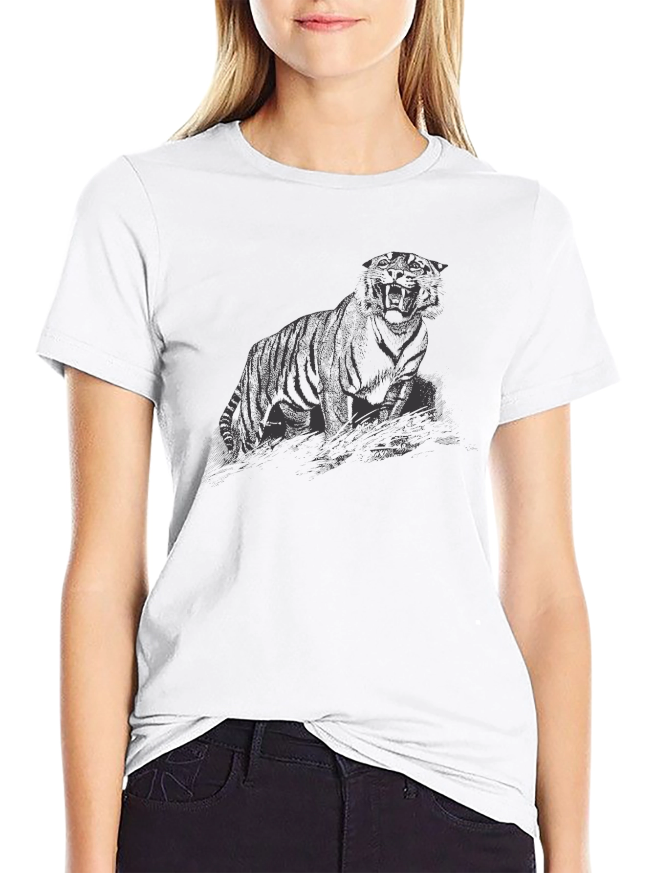 Mens Black Tiger Graphic T-Shirt