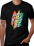 Pray Work Trust God Black T-Shirt