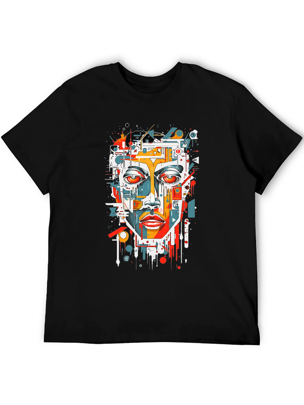 Abstract Face Graphic Tee - Modern Art T-Shirt