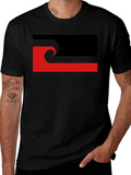 Abstract Graphic T-Shirt - Black with Red Accent