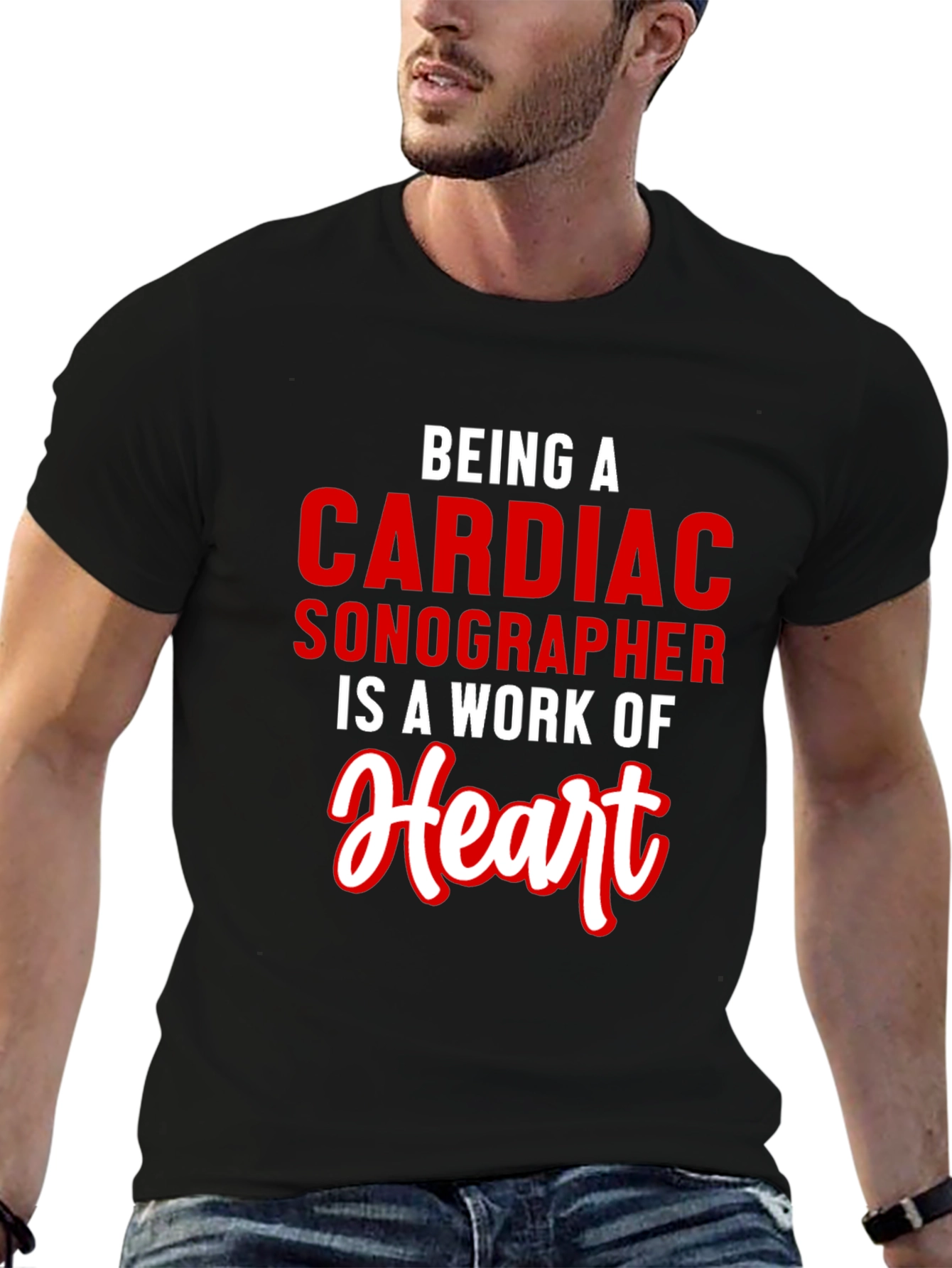Cardiac Sonographer T-Shirt Work of Heart Tee