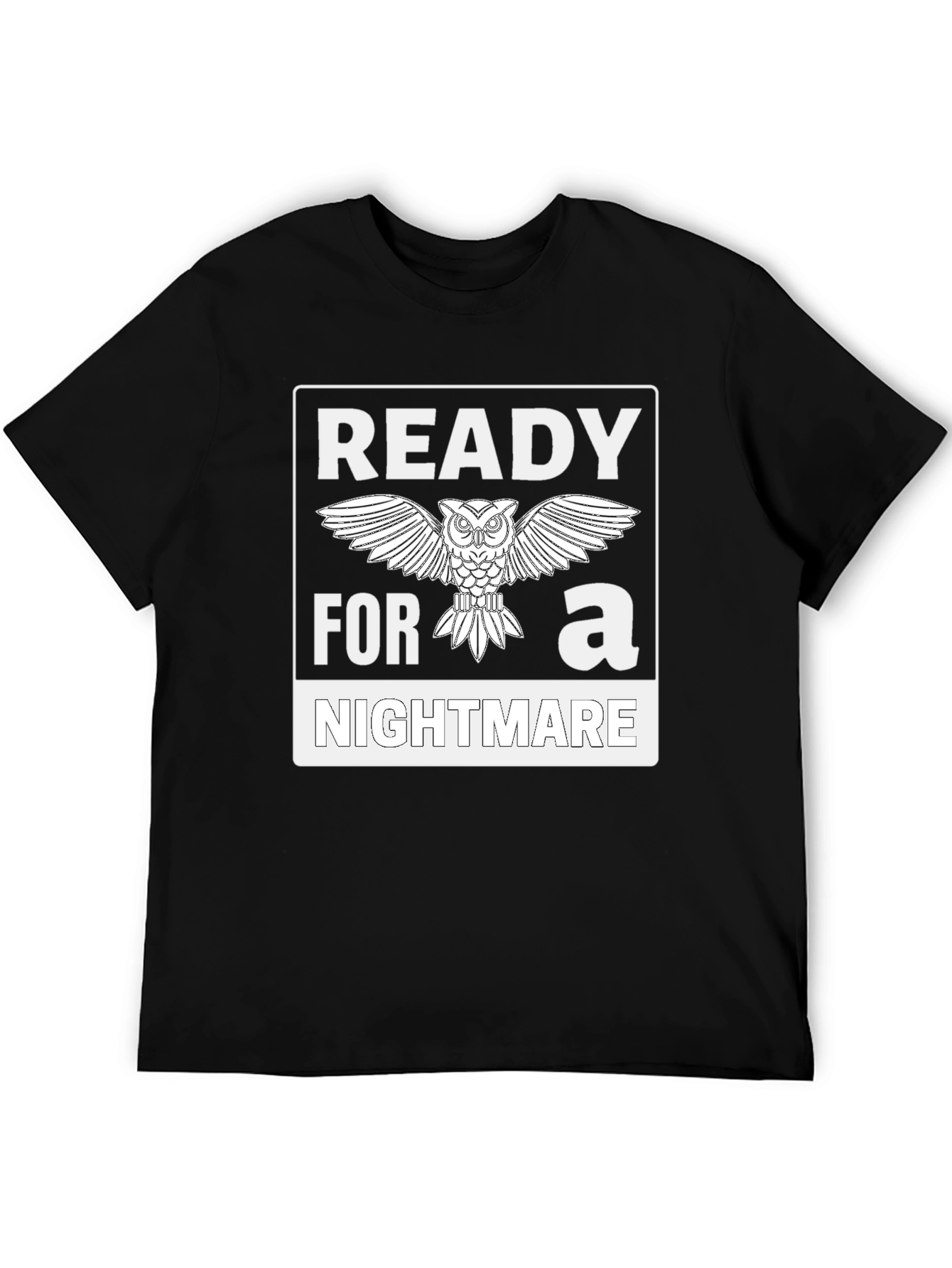 Ready for a Nightmare Owl Graphic T-Shirt - Black