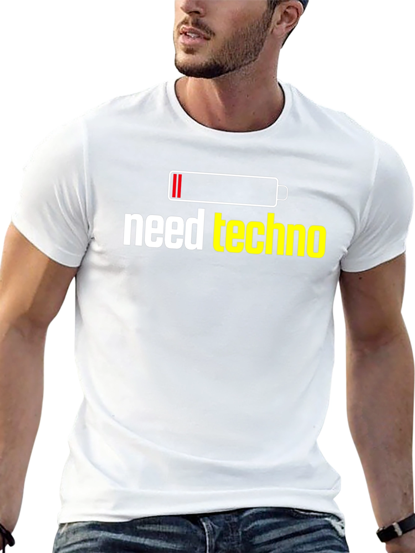 Need Techno T-Shirt - Battery Low Funny Music Tee