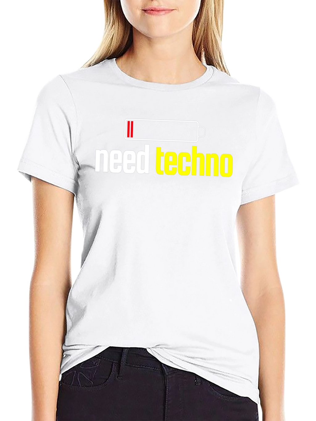 Need Techno T-Shirt - Battery Low Funny Music Tee
