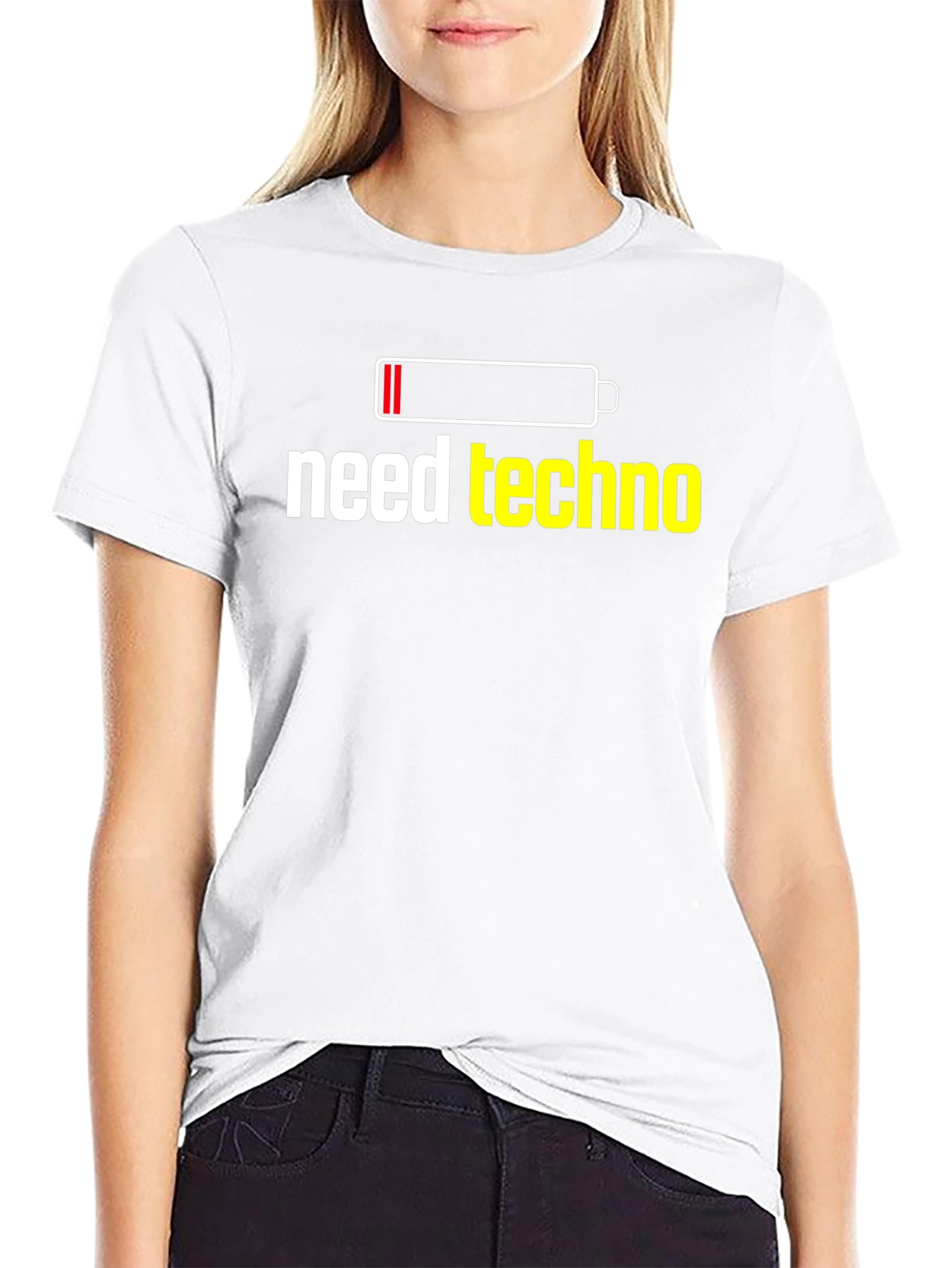 Need Techno T-Shirt - Battery Low Funny Music Tee