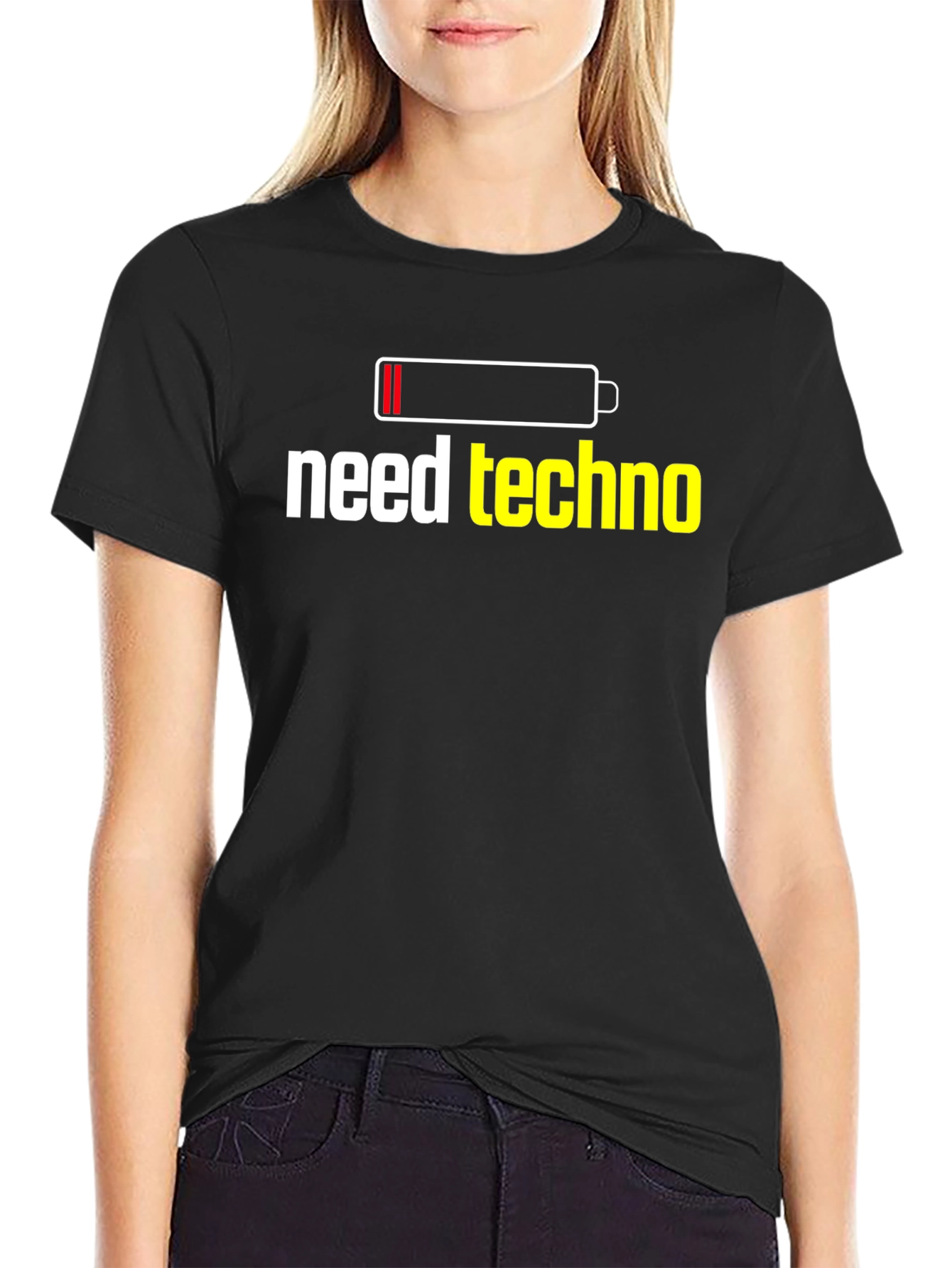 Need Techno T-Shirt - Battery Low Funny Music Tee