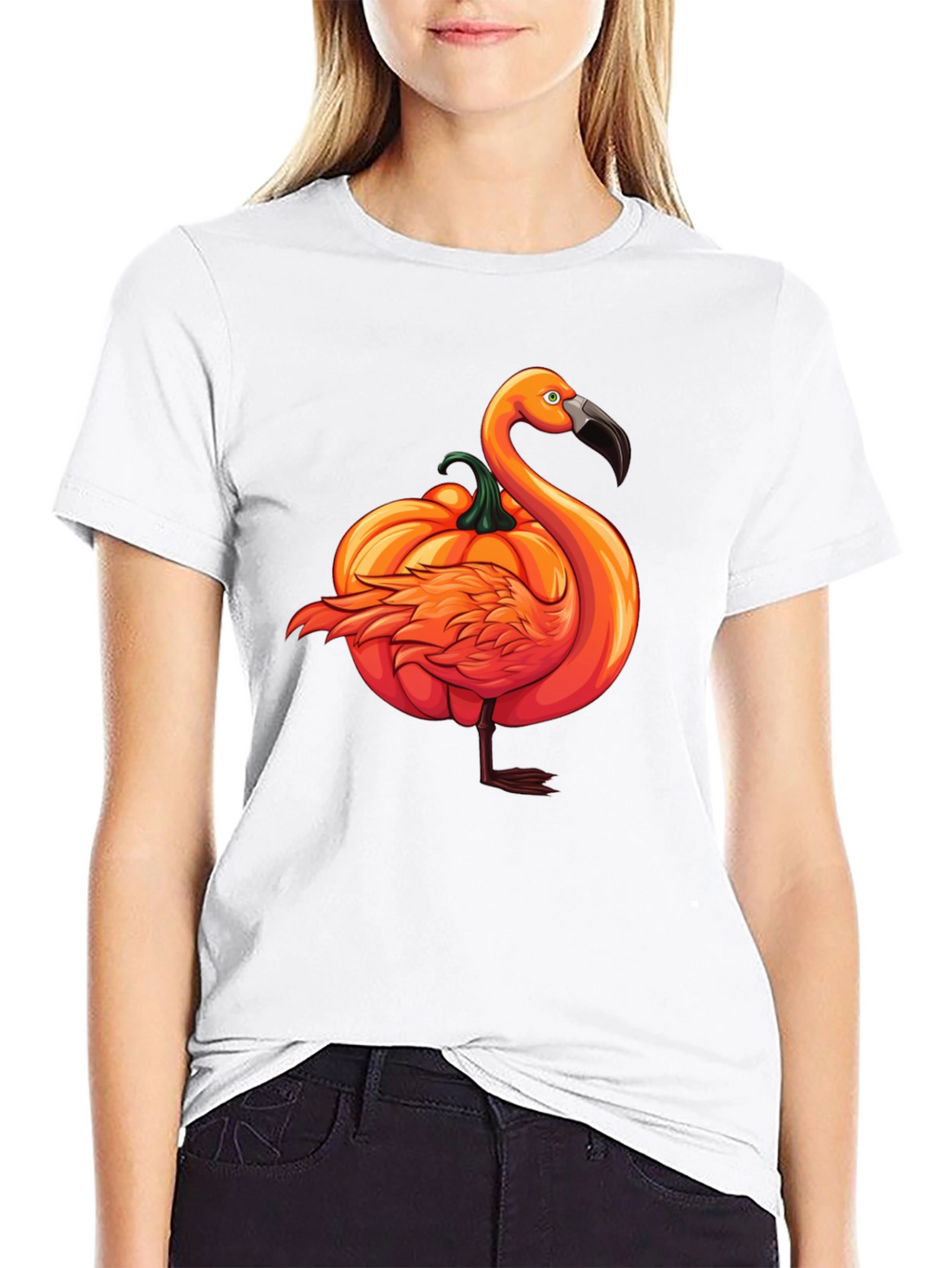 Pumpkin Flamingo T-Shirt - Halloween Novelty