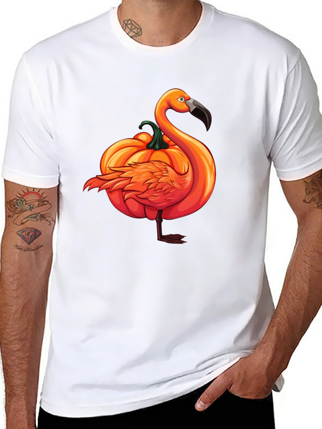 Pumpkin Flamingo T-Shirt - Halloween Novelty