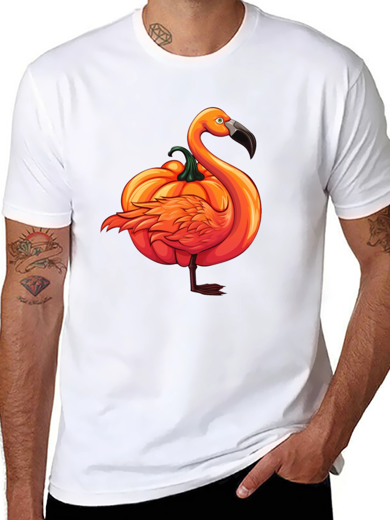 Pumpkin Flamingo T-Shirt - Halloween Novelty
