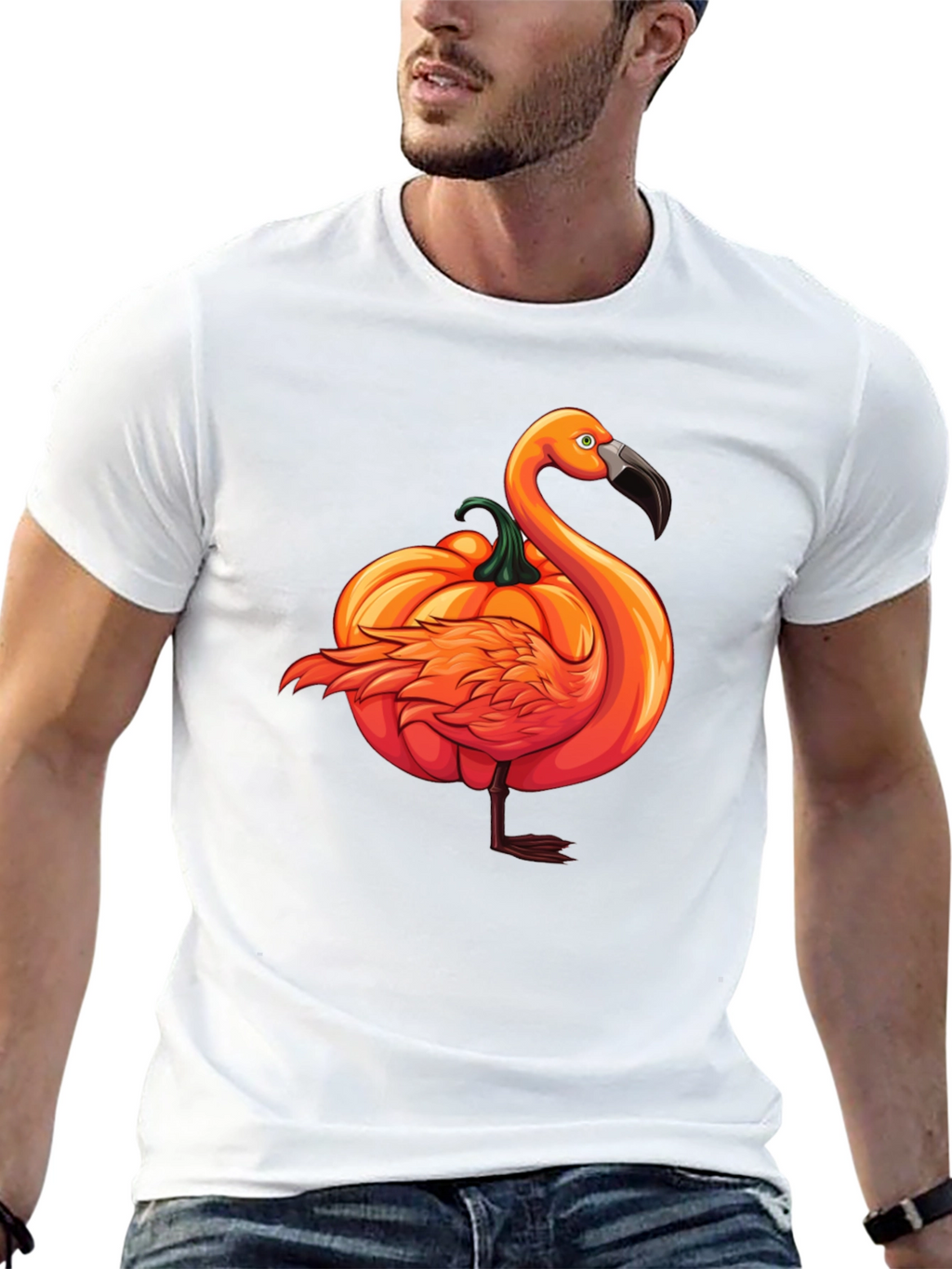 Pumpkin Flamingo T-Shirt - Halloween Novelty
