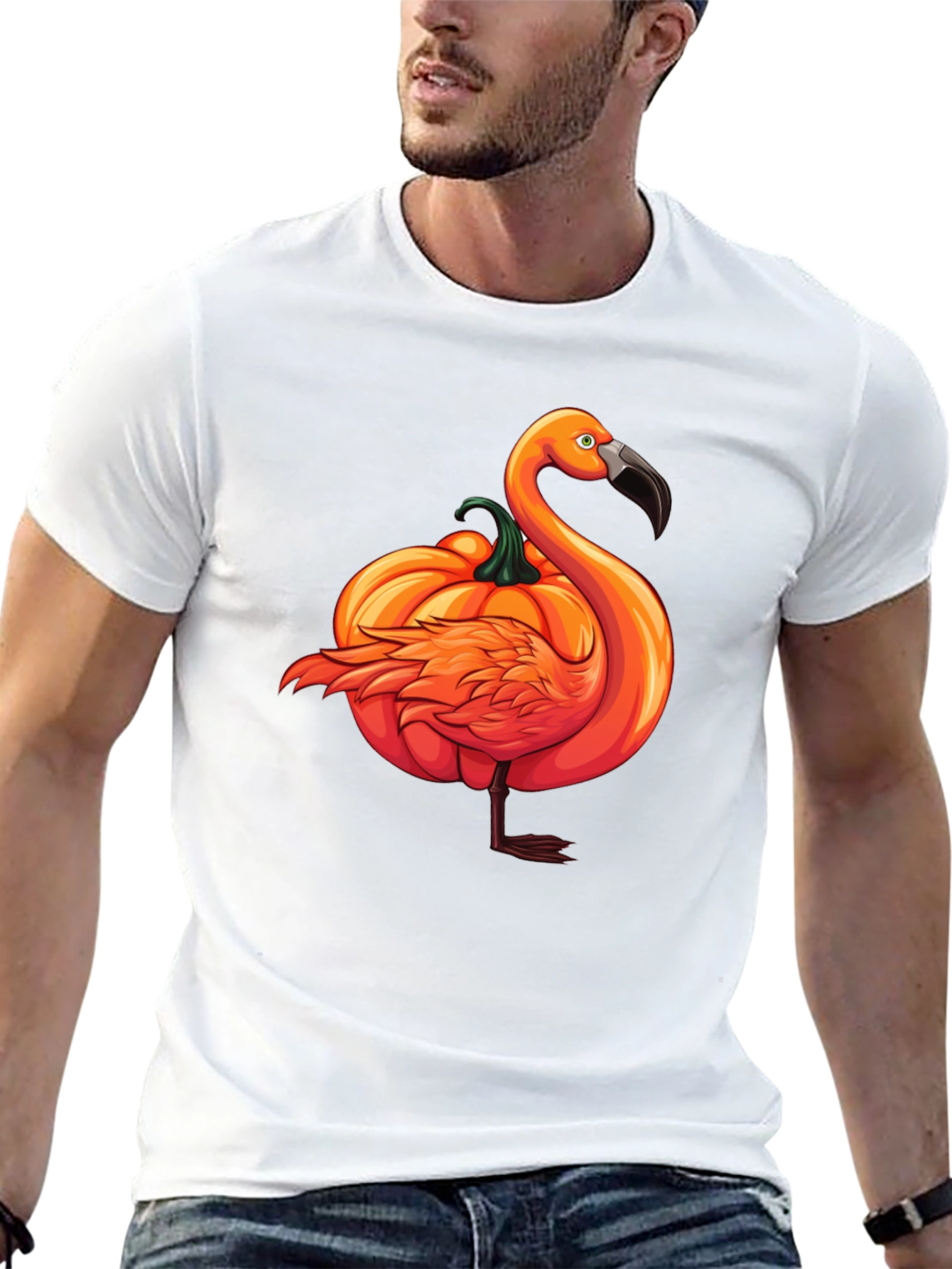 Pumpkin Flamingo T-Shirt - Halloween Novelty