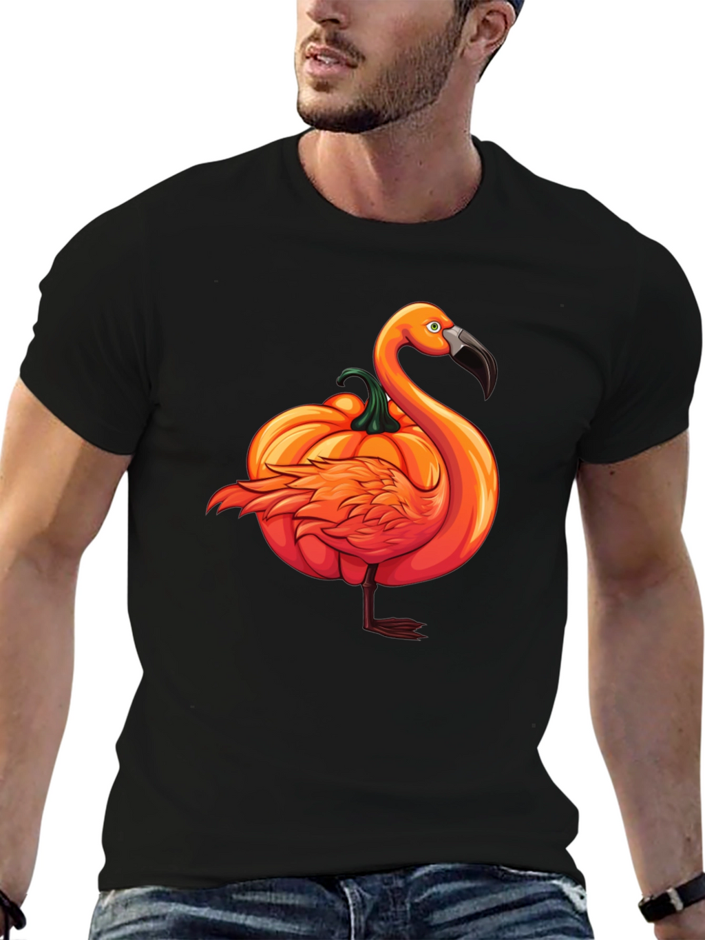 Pumpkin Flamingo T-Shirt - Halloween Novelty