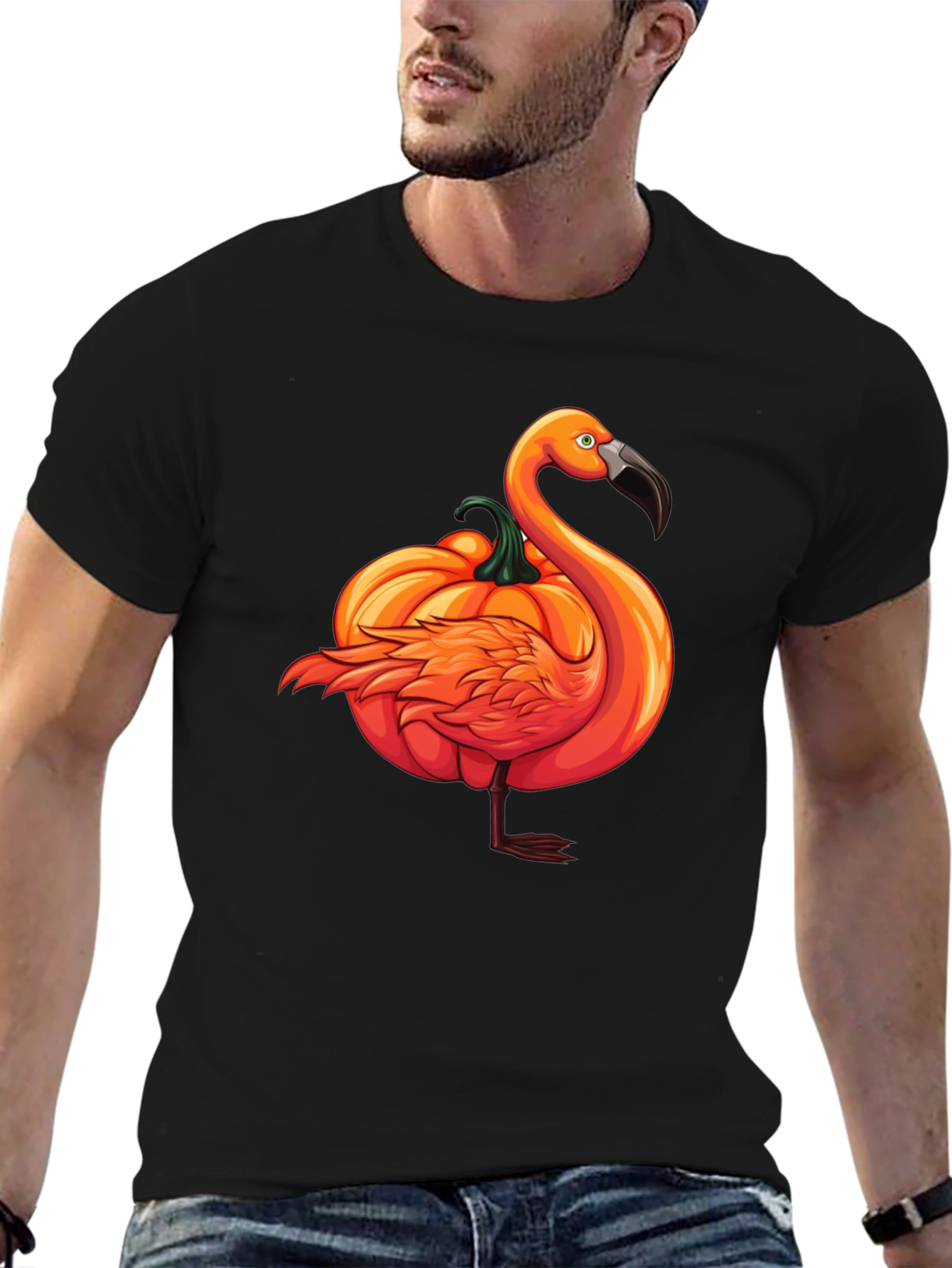 Pumpkin Flamingo T-Shirt - Halloween Novelty