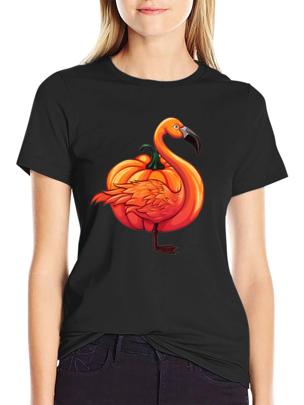 Pumpkin Flamingo T-Shirt - Halloween Novelty