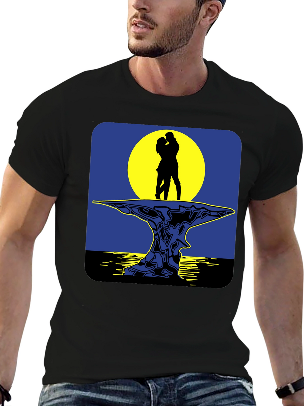 Romantic Silhouette T-Shirt - Moonlit Lovers
