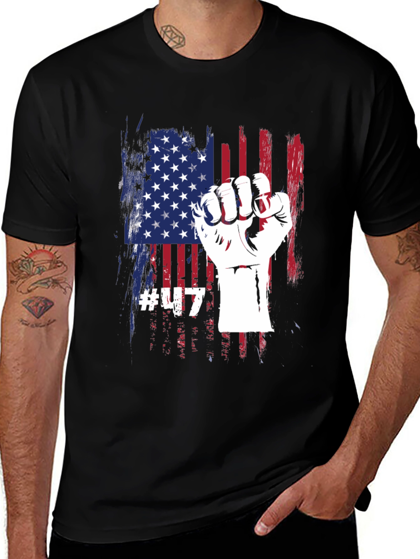 USA Flag Fist T-Shirt - Patriotic Tee