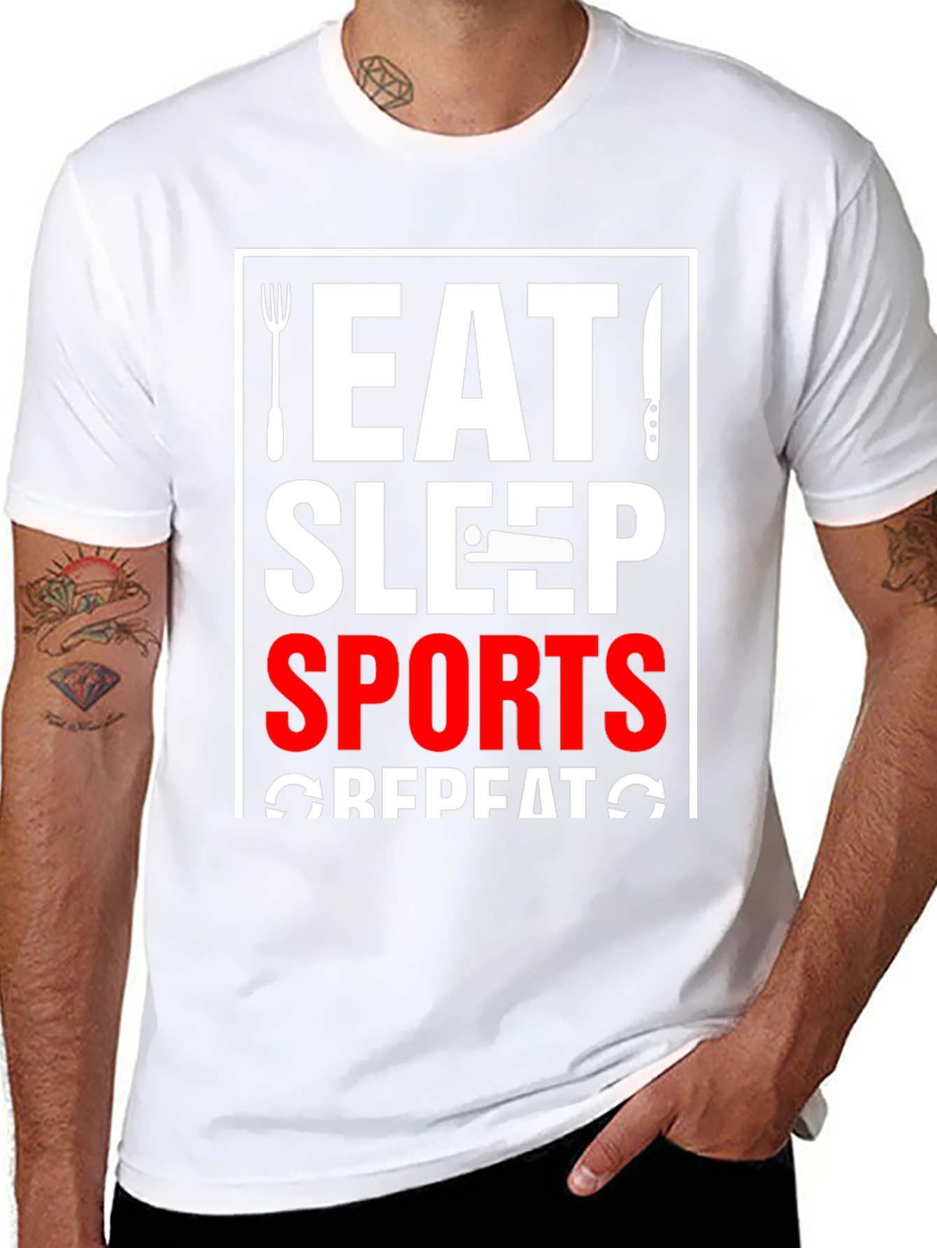 Eat Sleep Sports Repeat Black Graphic Tee
