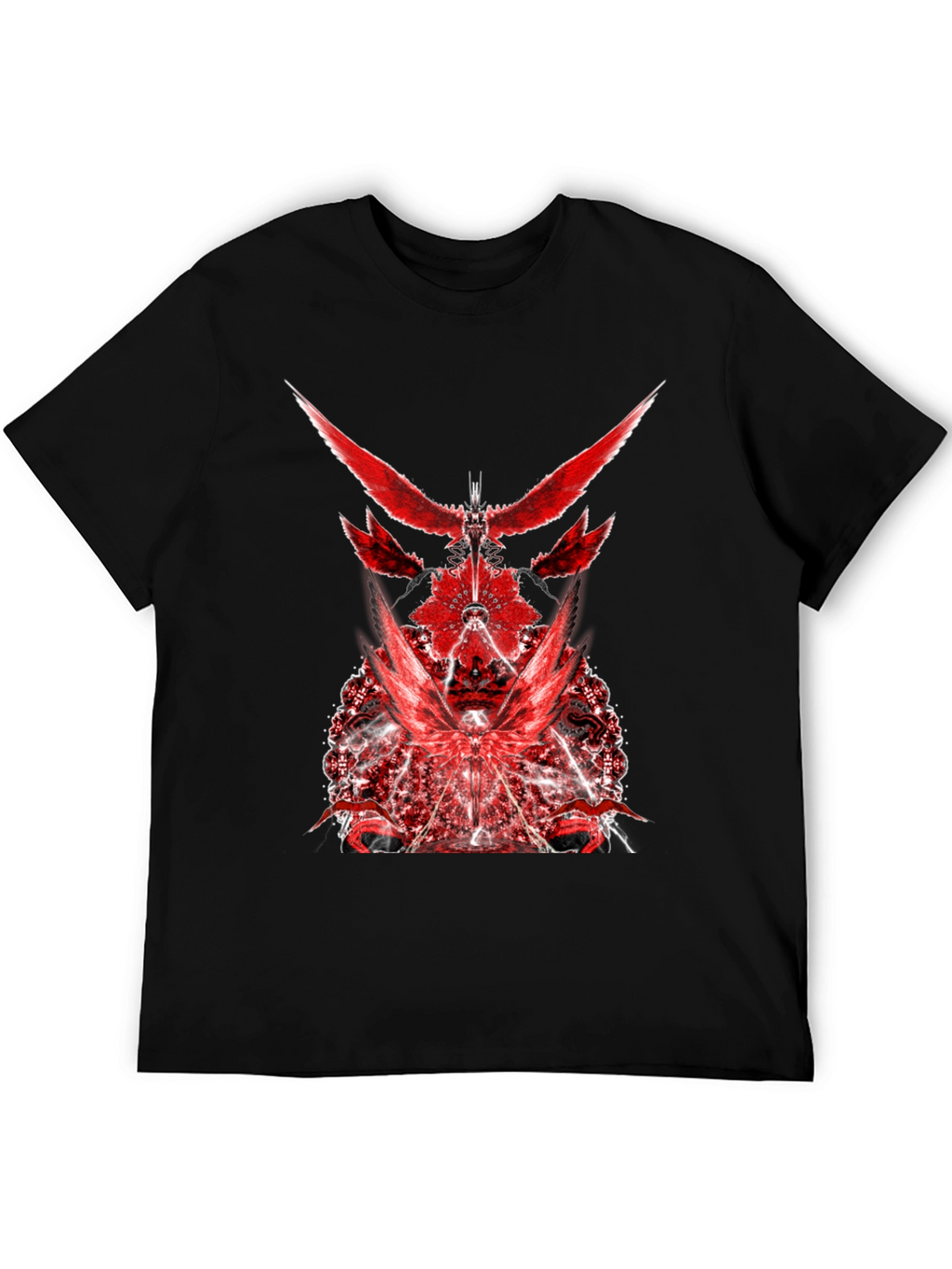 Red Graphic Print Black T-Shirt