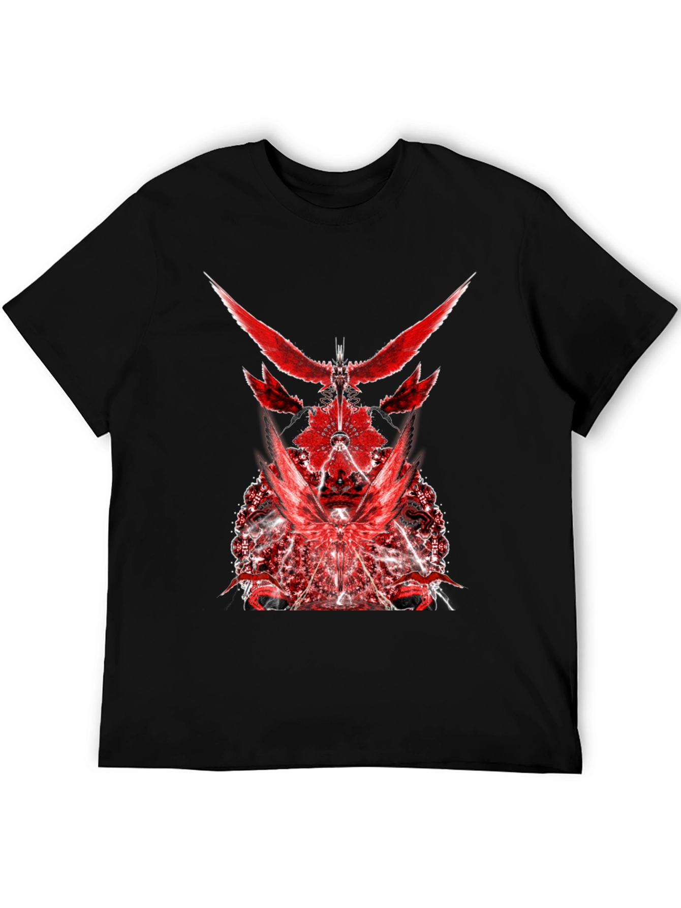 Red Graphic Print Black T-Shirt
