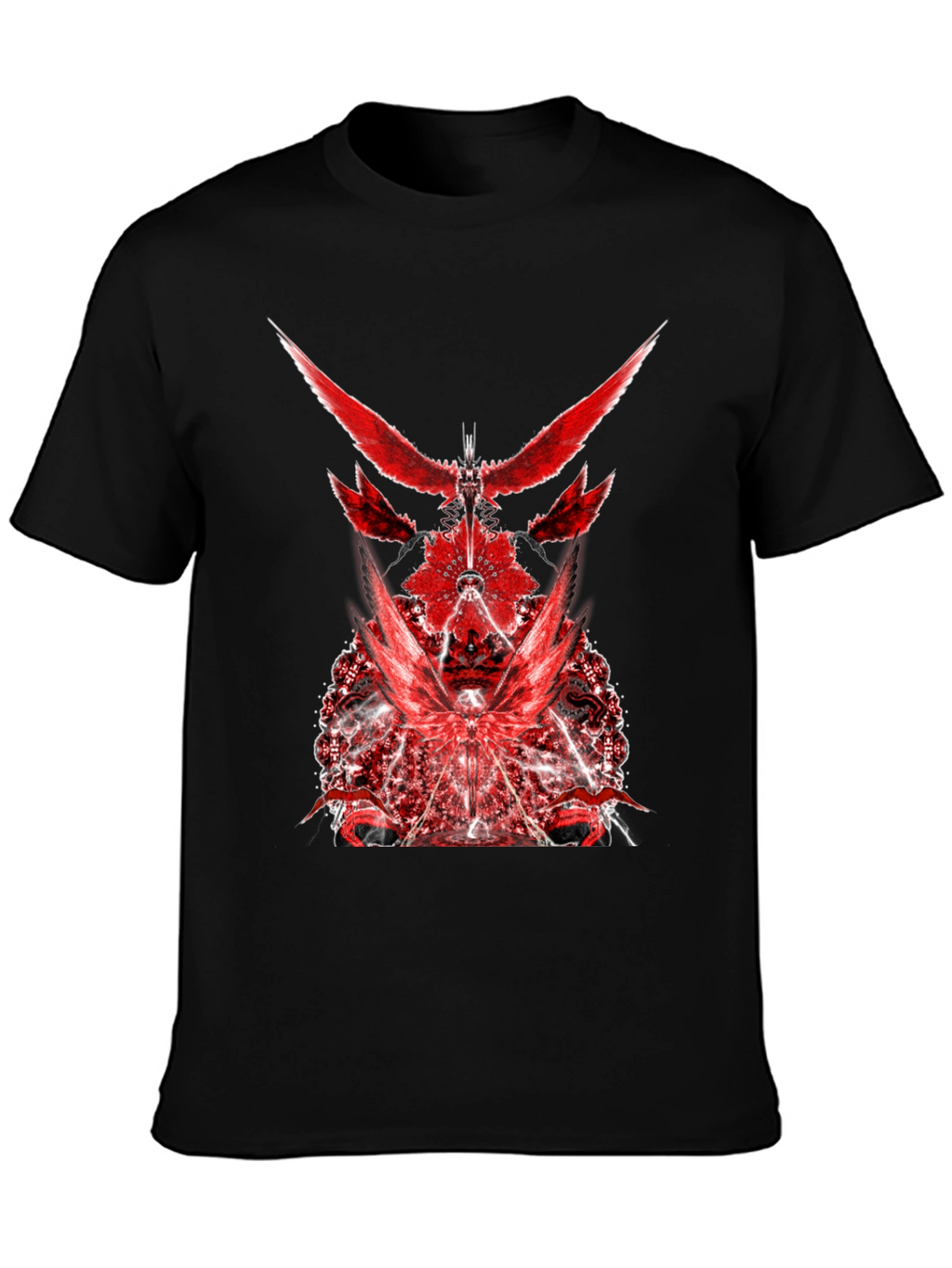 Red Graphic Print Black T-Shirt