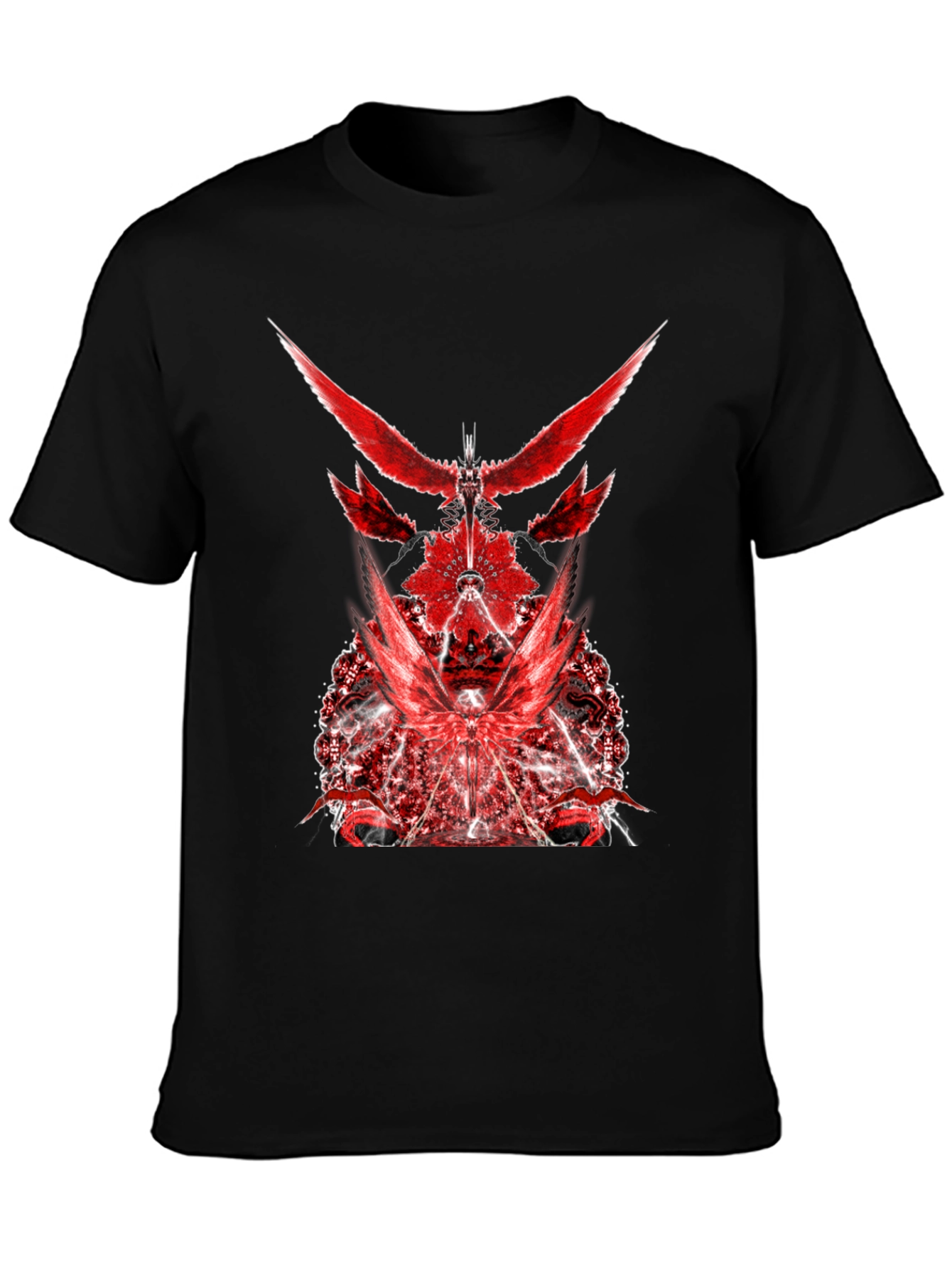 Red Graphic Print Black T-Shirt