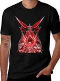 Red Graphic Print Black T-Shirt