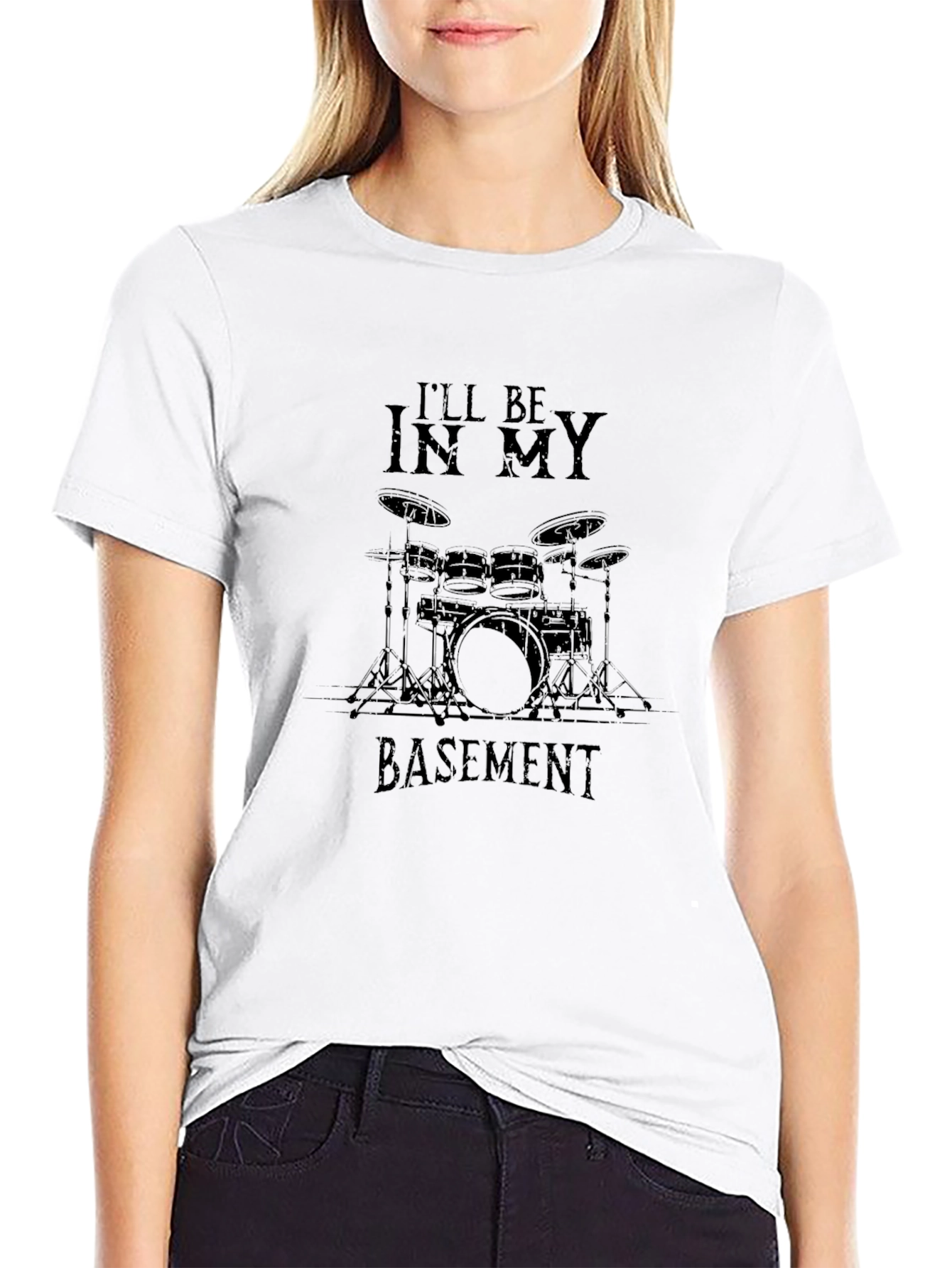 Ill Be In My Basement Drum Set Graphic T-Shirt