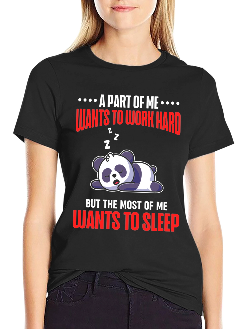 Lazy Panda T-Shirt: Work Hard or Sleep?