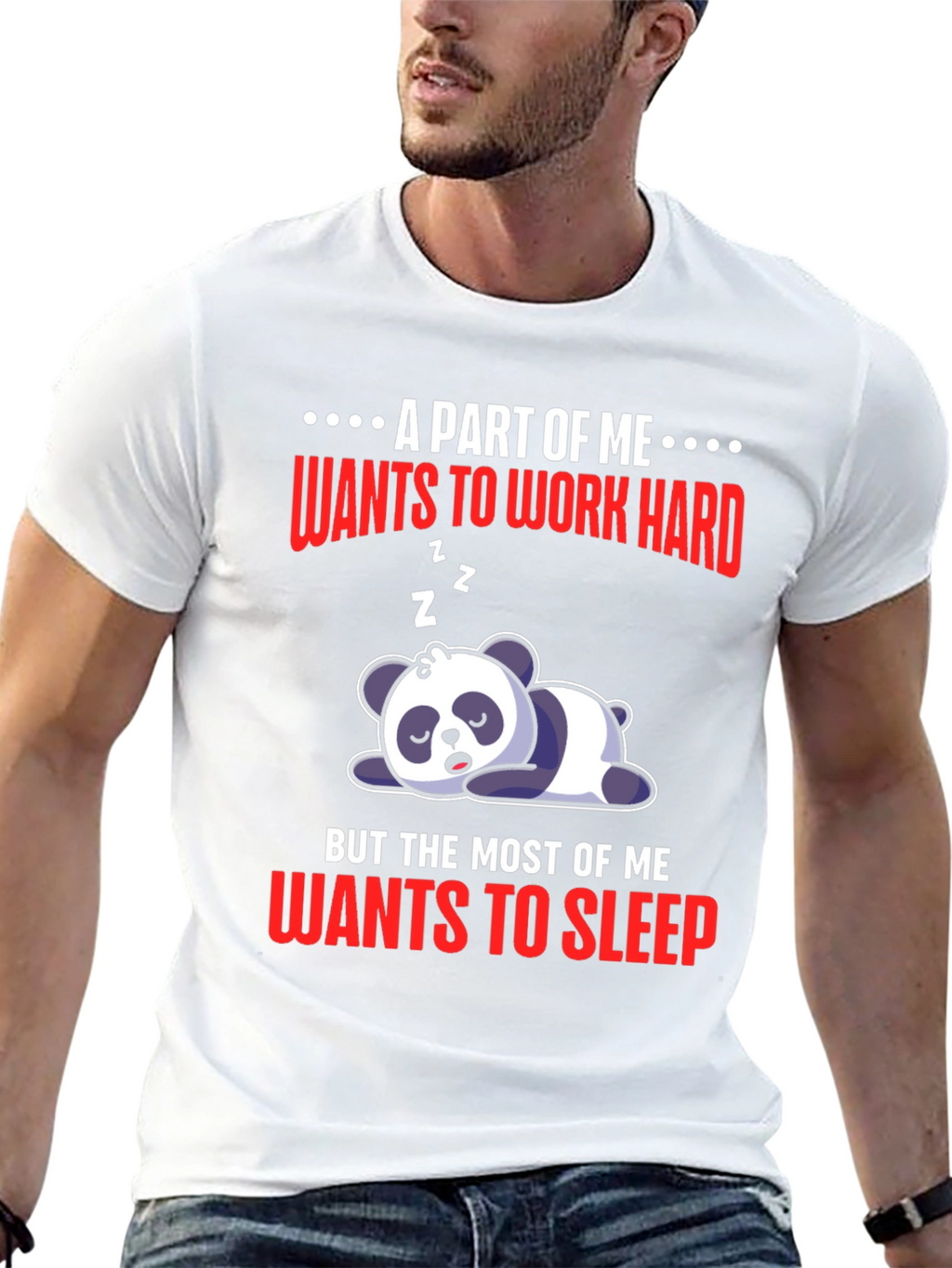 Lazy Panda T-Shirt: Work Hard or Sleep?