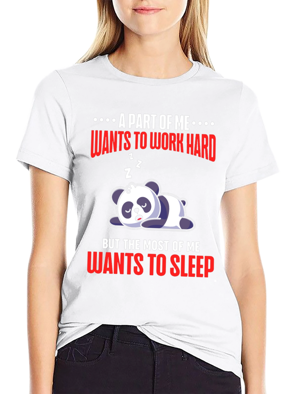 Lazy Panda T-Shirt: Work Hard or Sleep?