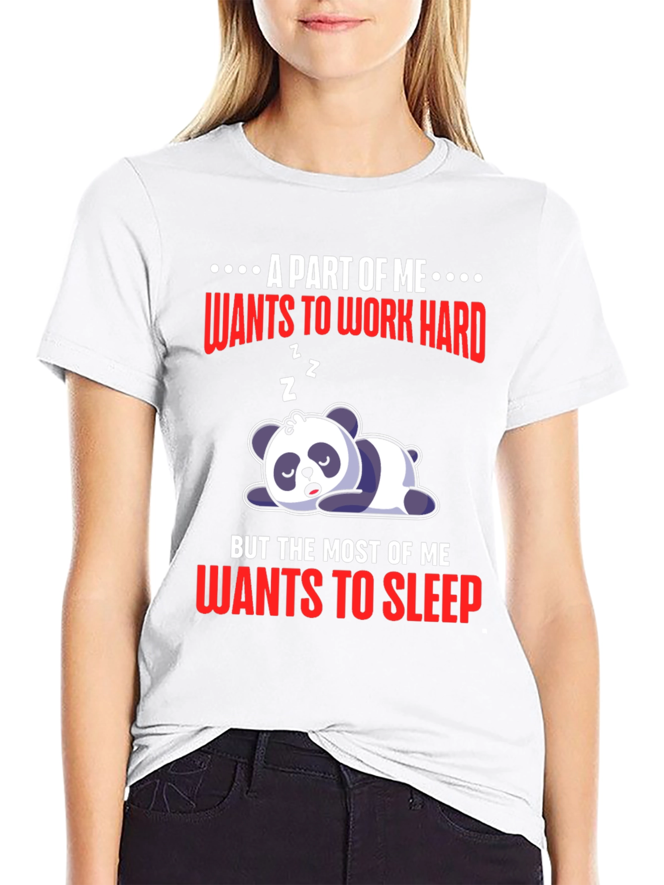 Lazy Panda T-Shirt: Work Hard or Sleep?